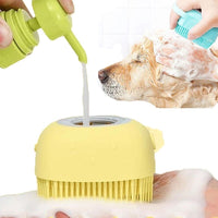 Petmonde-Brosse de bain en silicone souple avec compartiment à shampoing pour chien-Jaune-Petmonde