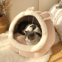 Petmonde-Lit semi-couvert confortable pour chat, accessoire pour animaux de compagnie-Rose-S (31X30X28cm)-Petmonde