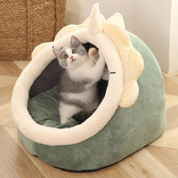 Petmonde-Lit semi-couvert confortable pour chat, accessoire pour animaux de compagnie-Vert-S (31X30X28cm)-Petmonde