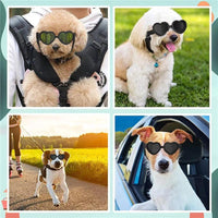 Petmonde-Lunettes de soleil en forme de cœur pour petits chiens et chats, protection UV, lunettes avec sangle réglable-Noir-Petmonde