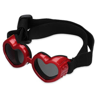 Petmonde-Lunettes de soleil en forme de cœur pour petits chiens et chats, protection UV, lunettes avec sangle réglable-Rouge-Petmonde