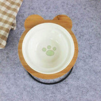 Petmonde-Bol double en céramique support en bambou pour chien chat-chat-Simple 3-Petmonde