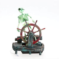 Petmonde-Capitaine pirate bulleur squelette en mouvement pierre à air décoration d'aquarium-Decoration--Petmonde