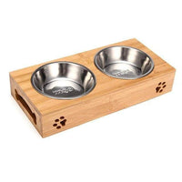 Petmonde-Gamelle simple ou double pour chat chien bol de nourriture eau en acier inoxydable pour animaux de compgnie-chien-Double Bowl-Petmonde