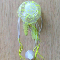 Petmonde-Méduse fluorescente anémone flottante suspendue en silicone souple décoration d'aquarium-Decoration-Jaune-Petmonde