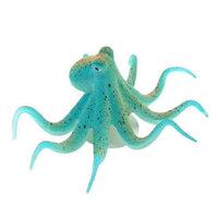 Petmonde-Pieuvre fluorescente poulpe en silicone avec ventouses décoration d'aquarium-Decoration-Bleu-Petmonde