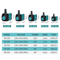 Petmonde-Pompe à eau submersible à faible bruit pompe de filtration pour aquarium-Filtration et pompes-EB301 3W-Petmonde