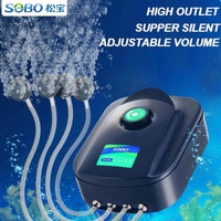 Petmonde-SOBO Pompe à oxygène haut débit ajustable pour aération aquarium ou étang 8W/12W sorties multiples-Filtration et pompes--Petmonde